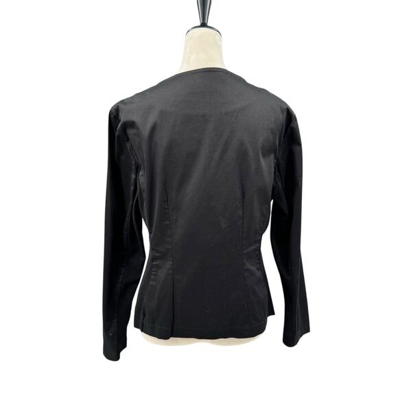 XD Xenia Design Black Poplin Cotton Asymmetrical Zip Moto Jacket - Picture 3 of 12